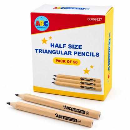 ABC Essentials Half Size Triangular Grip HB Pencils - Pack of 50