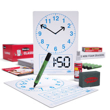 Class Pack Drywipe Boards with Pens and Erasers - Telling the Time, A4 - 35 sets