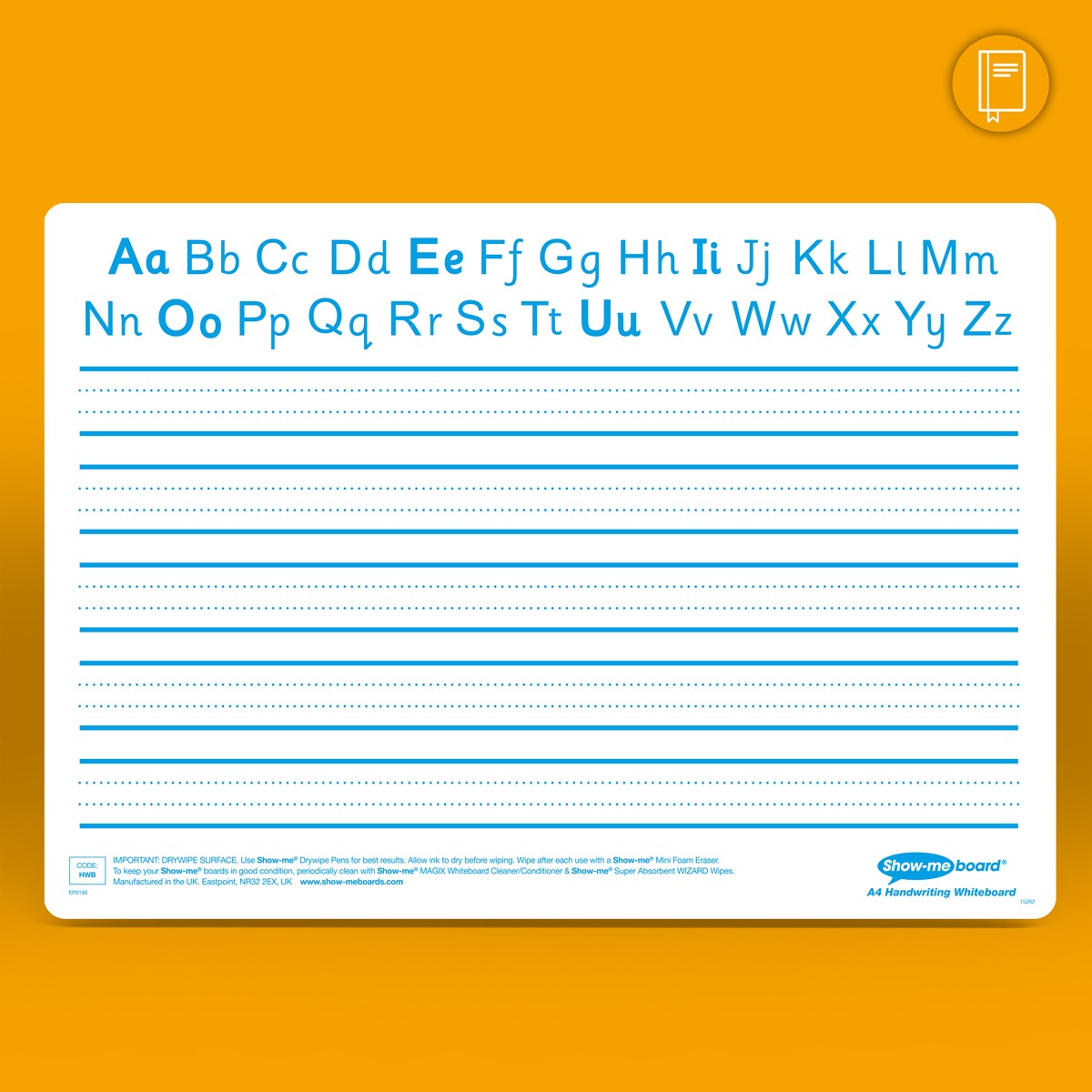 Show-Me Class Pack Drywipe Boards, Pens & Erasers - Handwriting, A4 - 35 Sets