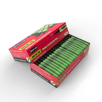 Show-Me Medium Tip Barrel Drywipe Black Marker (Pack of 100)