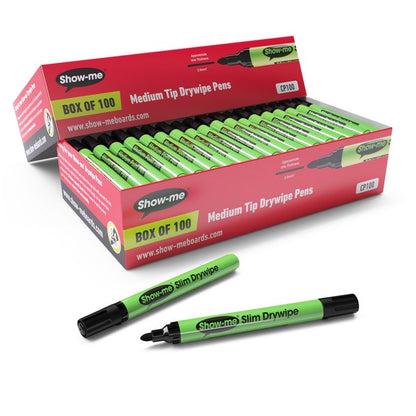 Show-Me Medium Tip Barrel Drywipe Black Marker (Pack of 100)