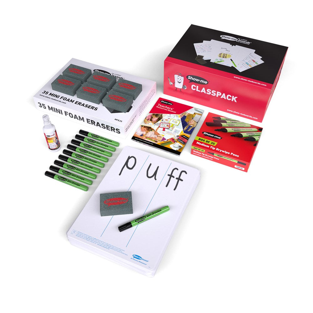Class Pack Drywipe Boards With Pens And Erasers - Phonics Progression, A4 - 35 Sets