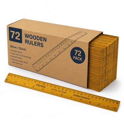 Student Solutions 12" Wooden Ruler Value Pack of 72