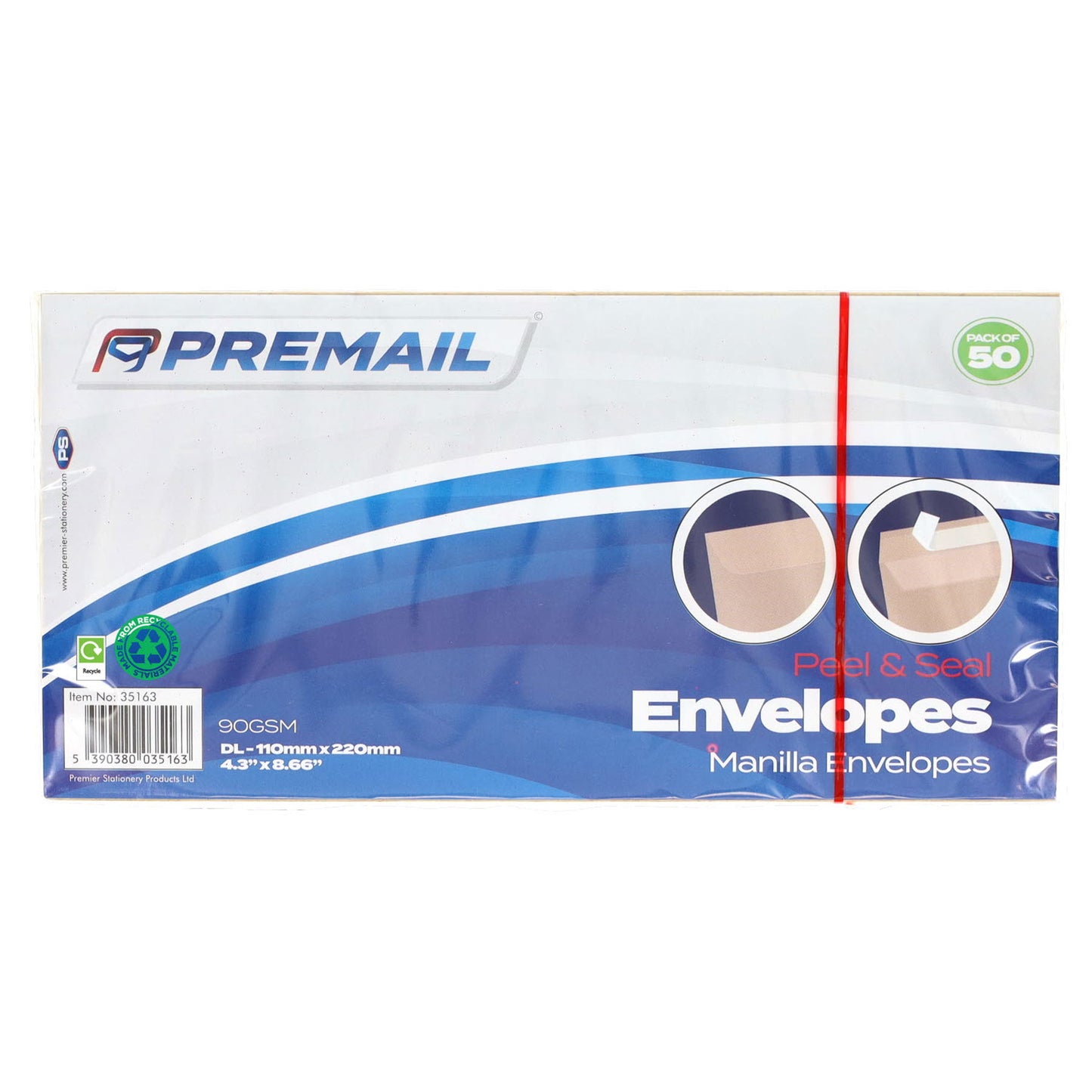 Premail Peel & Seal Dl Envelopes Pack Of 50 - Manilla