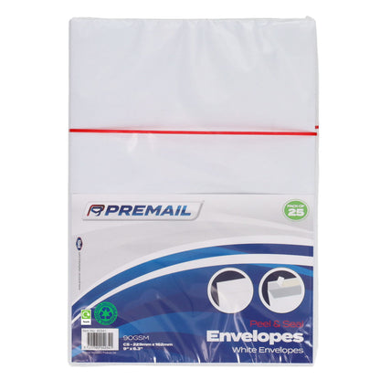Premail Pkt.25 C5 Peel & Seal Envelopes - White