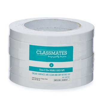 Classmates Dble Sided Tape 12Mmx33Mm Pk6
