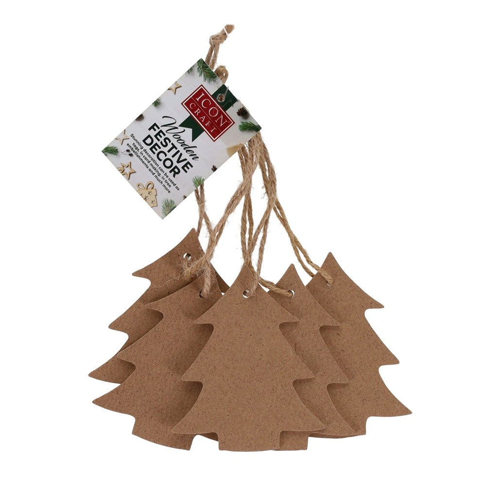 **Wooden Festive Decor - Christmas Trees- Pack of 5