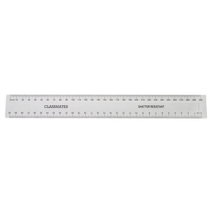Shatterproof 30cm-mm Clear Ruler Pk10