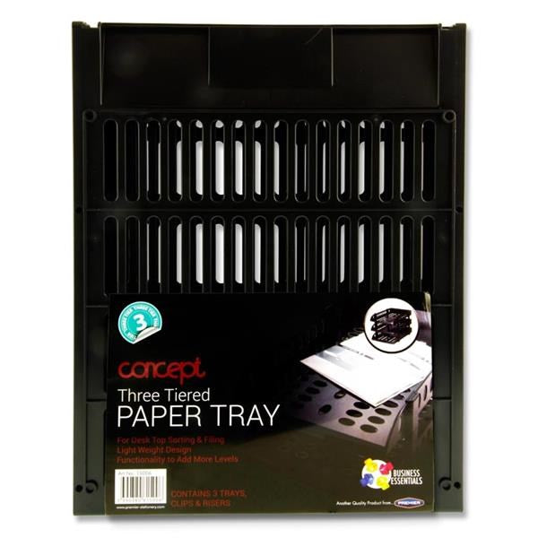 ** Concept 3 Tier Letter Tray Black