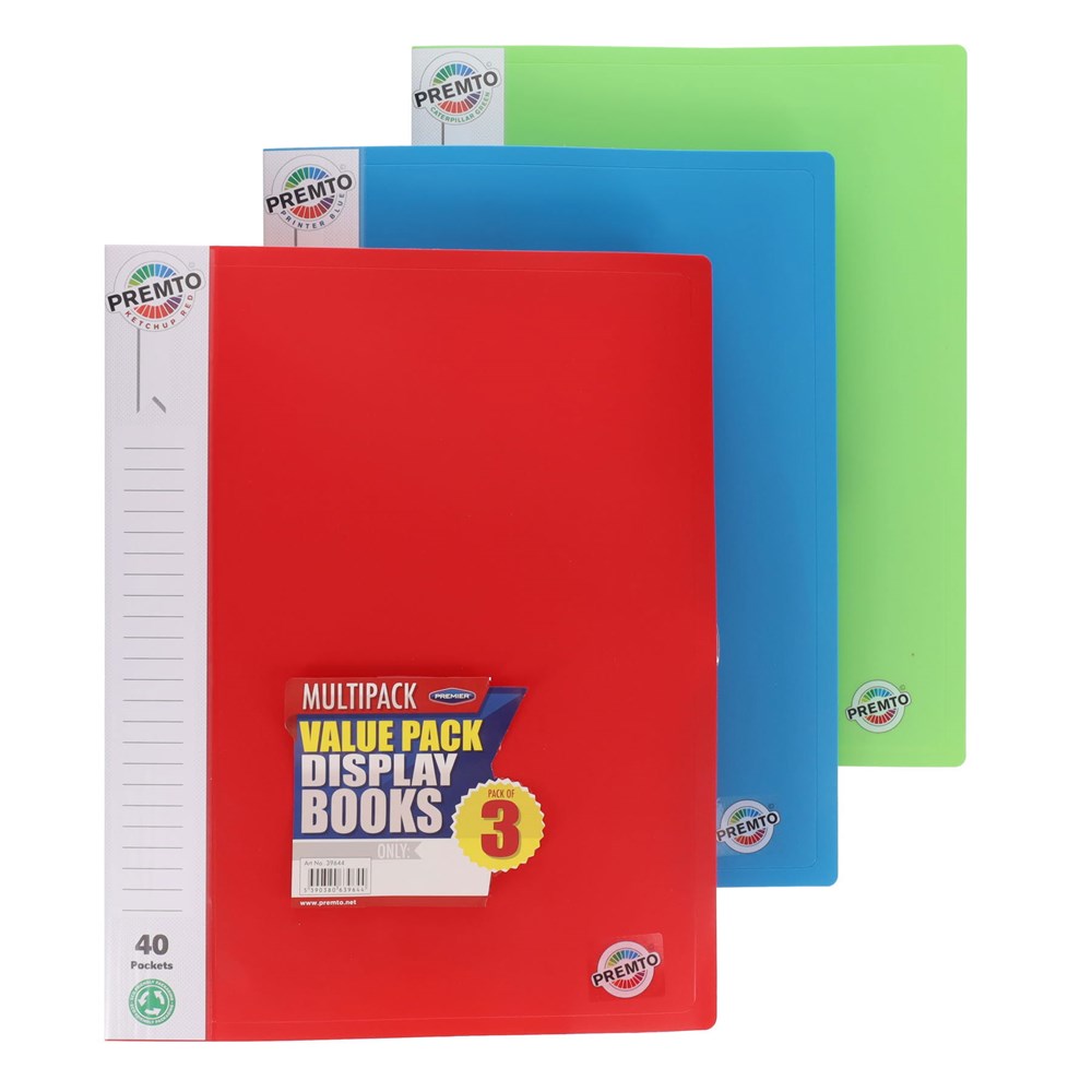 Premto A4 40 Pocket Display Book Pack of 3