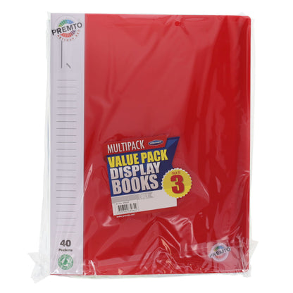 Premto A4 40 Pocket Display Book Pack of 3