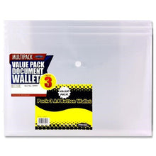 **Premier Pack Of 3 A4 Clear Button Wallets
