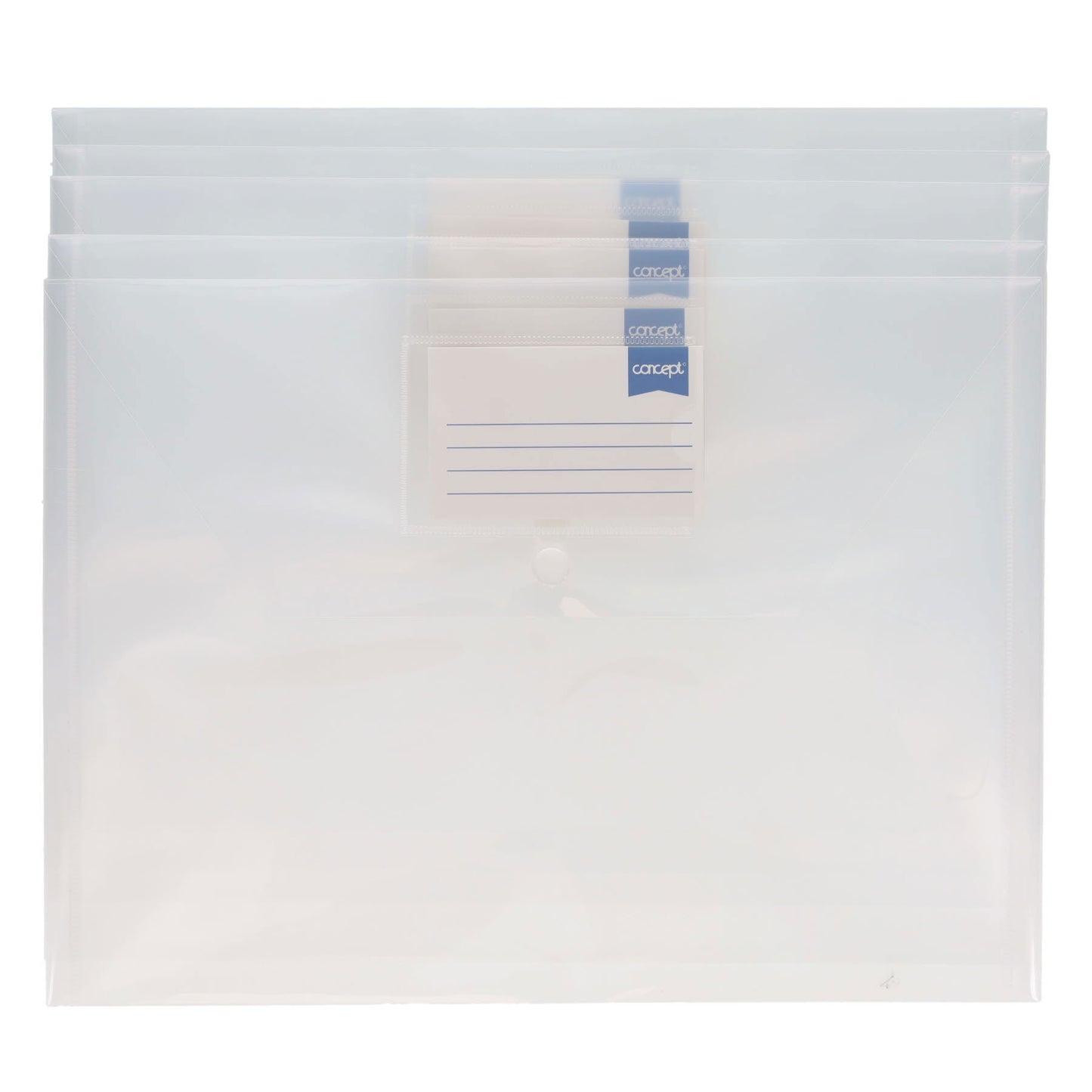 Concept A4 Clear Button Wallets Pack of 5