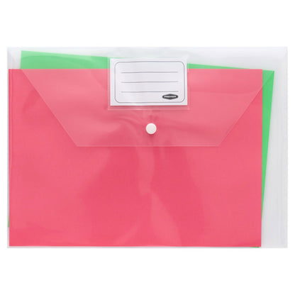 Concept A4 Clear Button Wallets Pack of 5