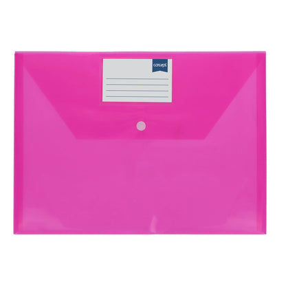 Concept Pack of 5 A4 Clear Coloured Button Wallets