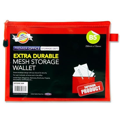 ** **Premier Office B5 Extra Durable Mesh Wallet - Ketchup Red