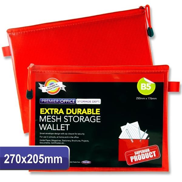 ** **Premier Office B5 Extra Durable Mesh Wallet - Ketchup Red