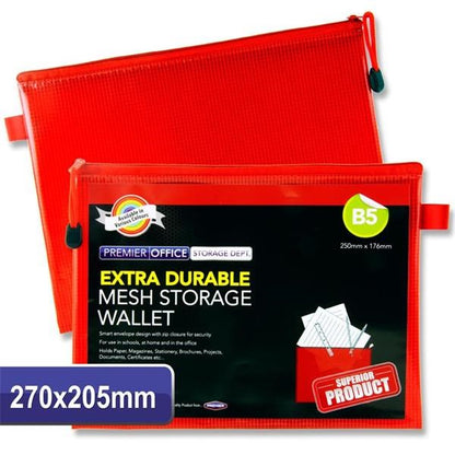 ** **Premier Office B5 Extra Durable Mesh Wallet - Ketchup Red