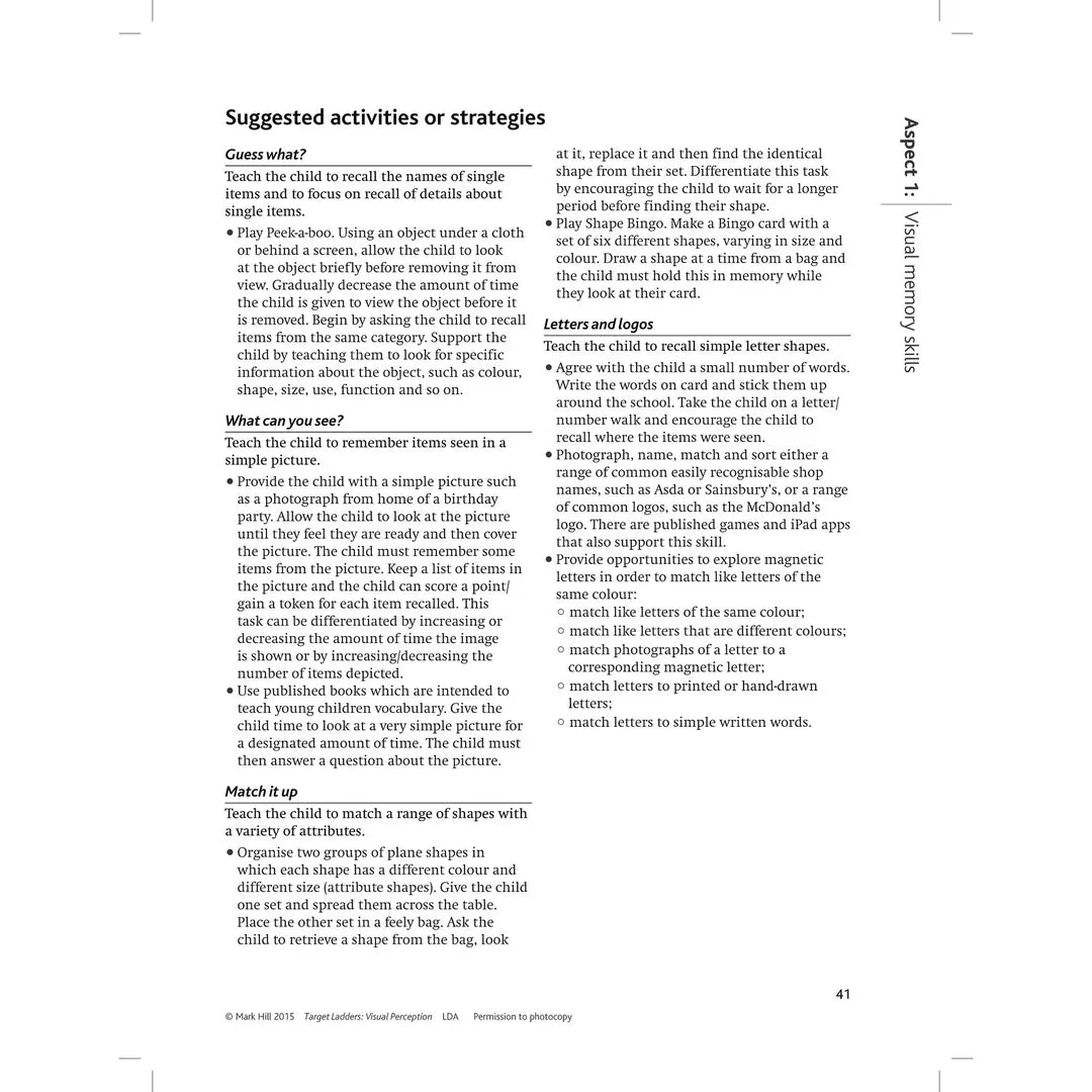 LDA Target Ladders: Visual Perception