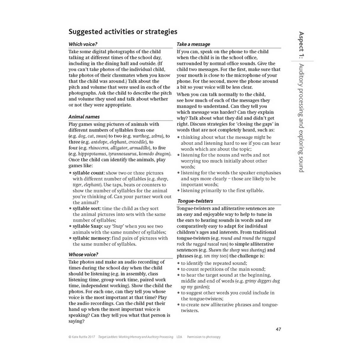 Target Ladders - Memory And Auditory