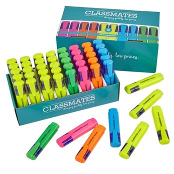 Classmates Highlighters – 5 Assorted Colours – Pack Of 48