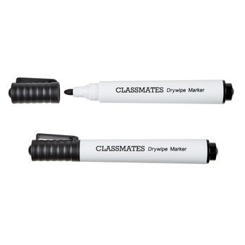 Classmates Drywipe Bullet Markers Black - 50 Pack