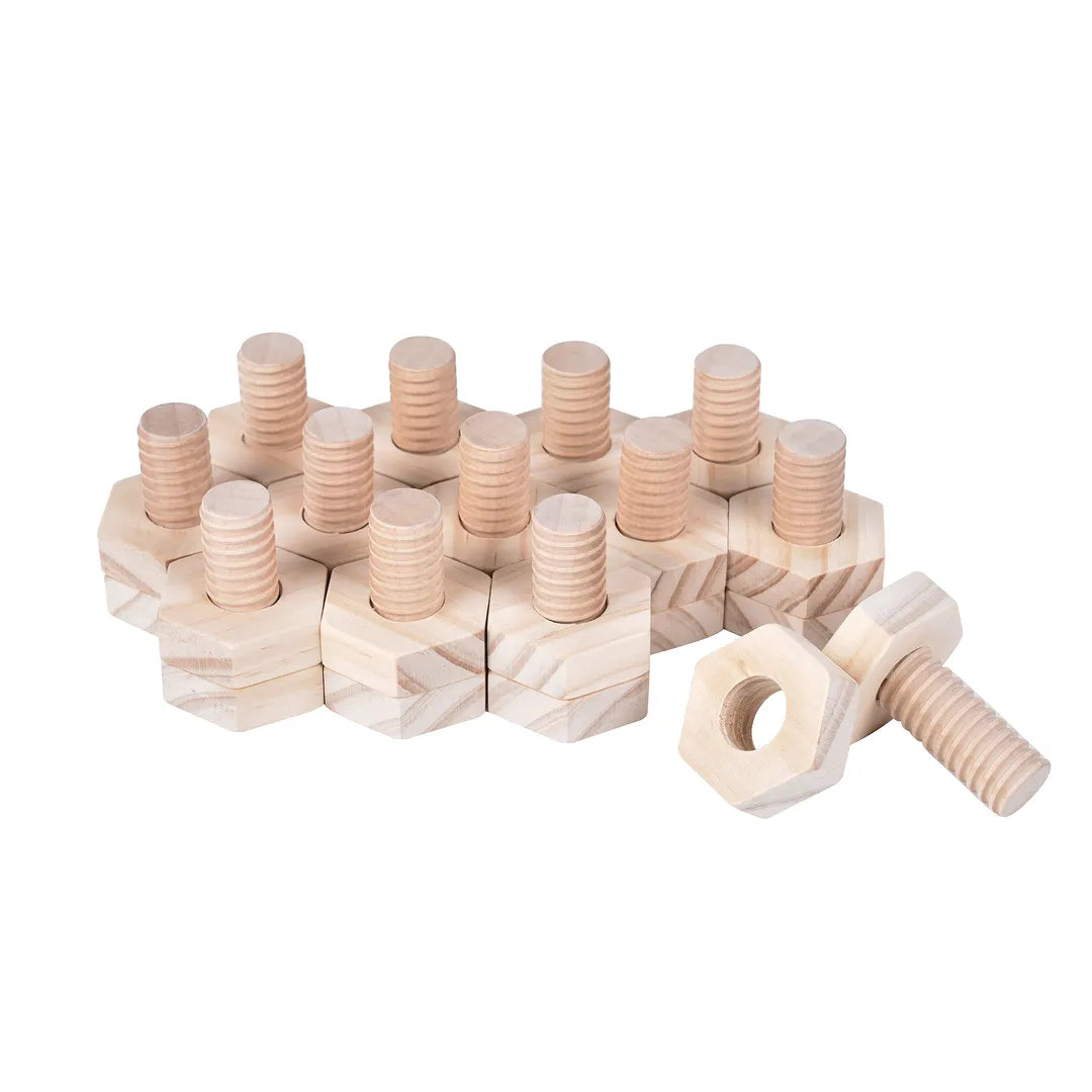 Wooden Nuts and Bolts Pack of 20 Pairs