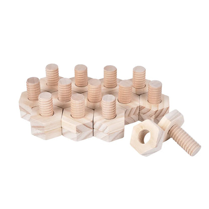 Wooden Nuts and Bolts Pack of 20 Pairs
