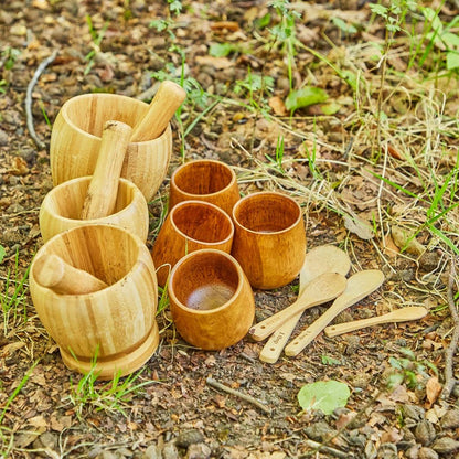 Wooden Pestle Mortar - 3pk