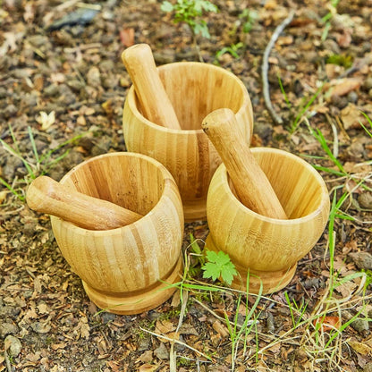 Wooden Pestle Mortar - 3pk