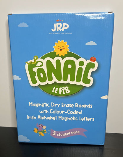 Magnetic Dry Erase Boards with Colour-Coded Irish Alphabet Magnetic Letters – 5 Student Pack