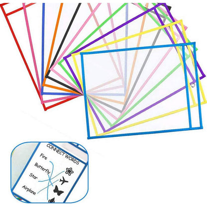 CleverCo A4+ Drywipe Reusable Wipe-Clean Pockets (Pack of 10)