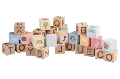Alphabet blocks with bag