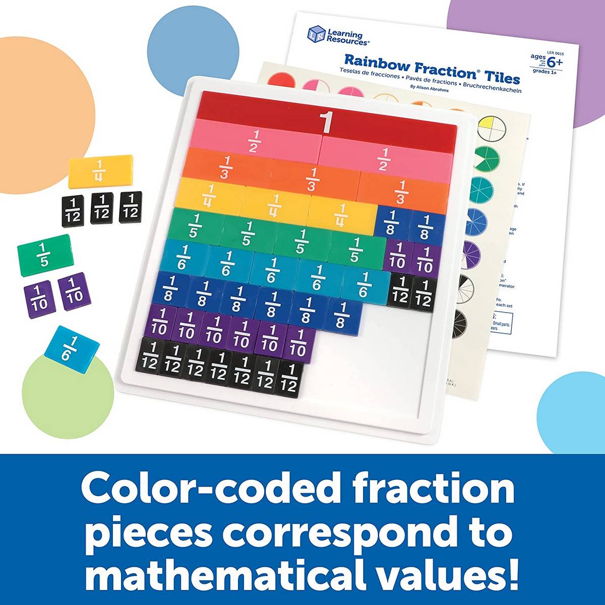 Learning Resources Rainbow Fraction® Tiles With Tray