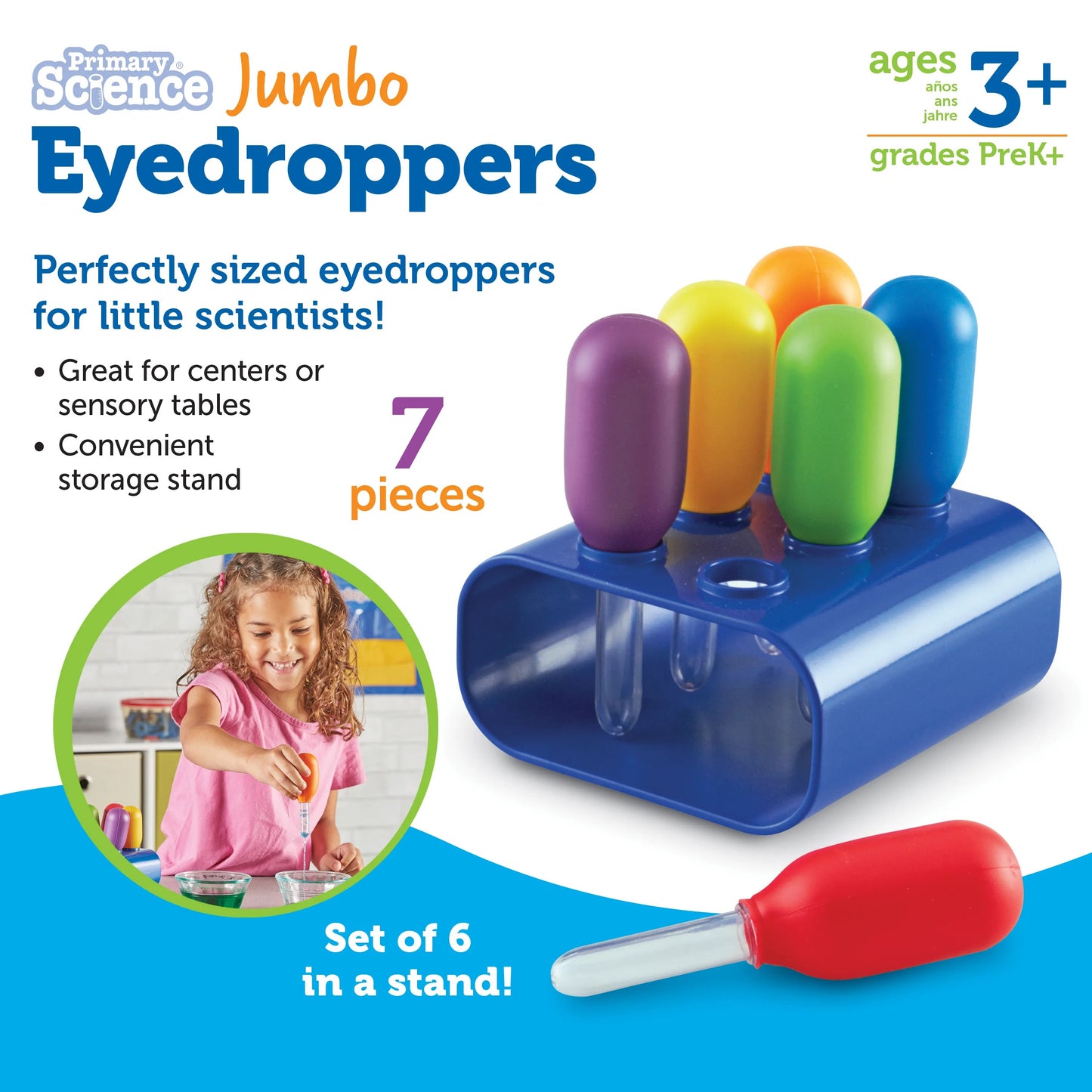 Learning Resources Primary Science® Jumbo Eyedroppers With Stand
