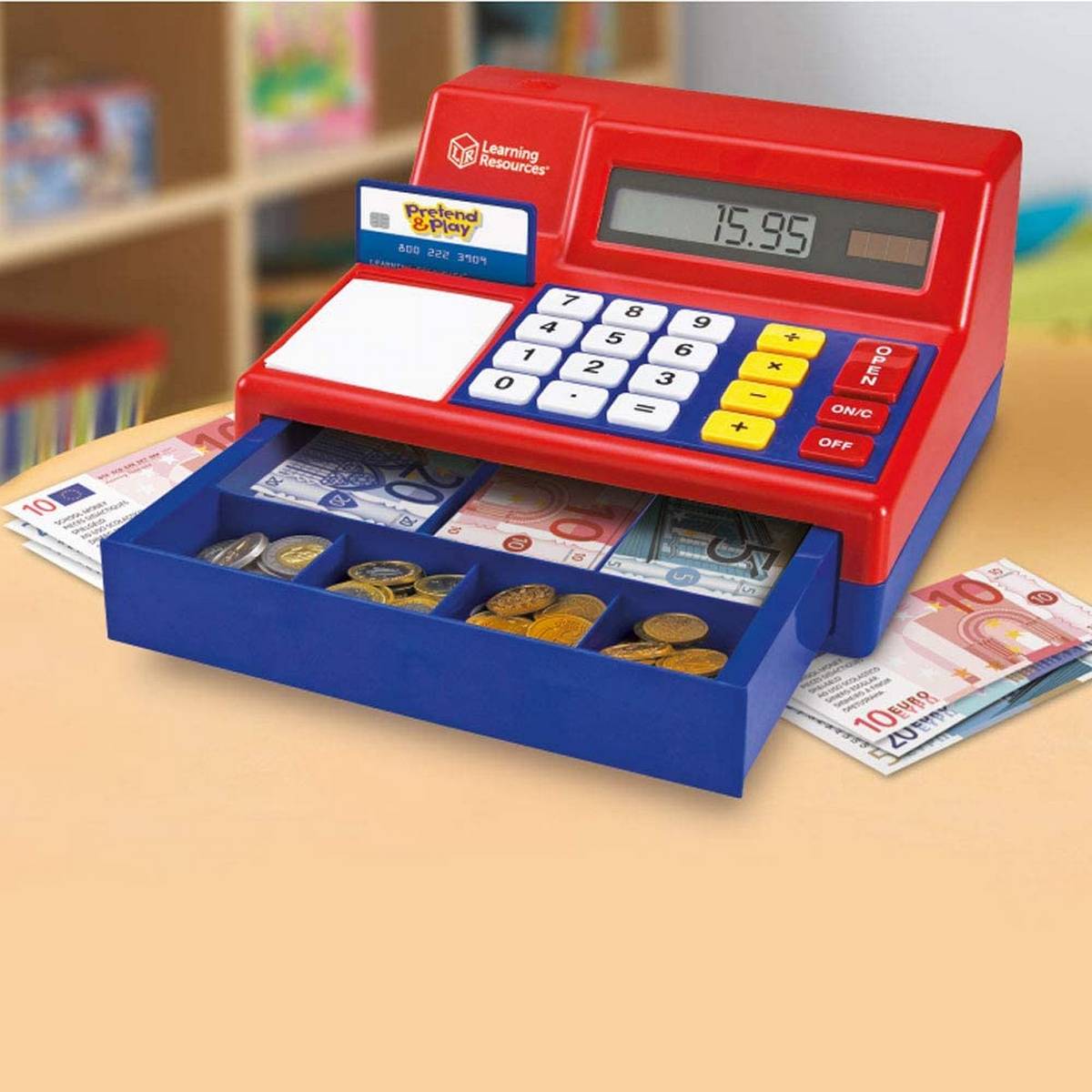 Pretend & Play® Calculator Cash Register with Euro Money