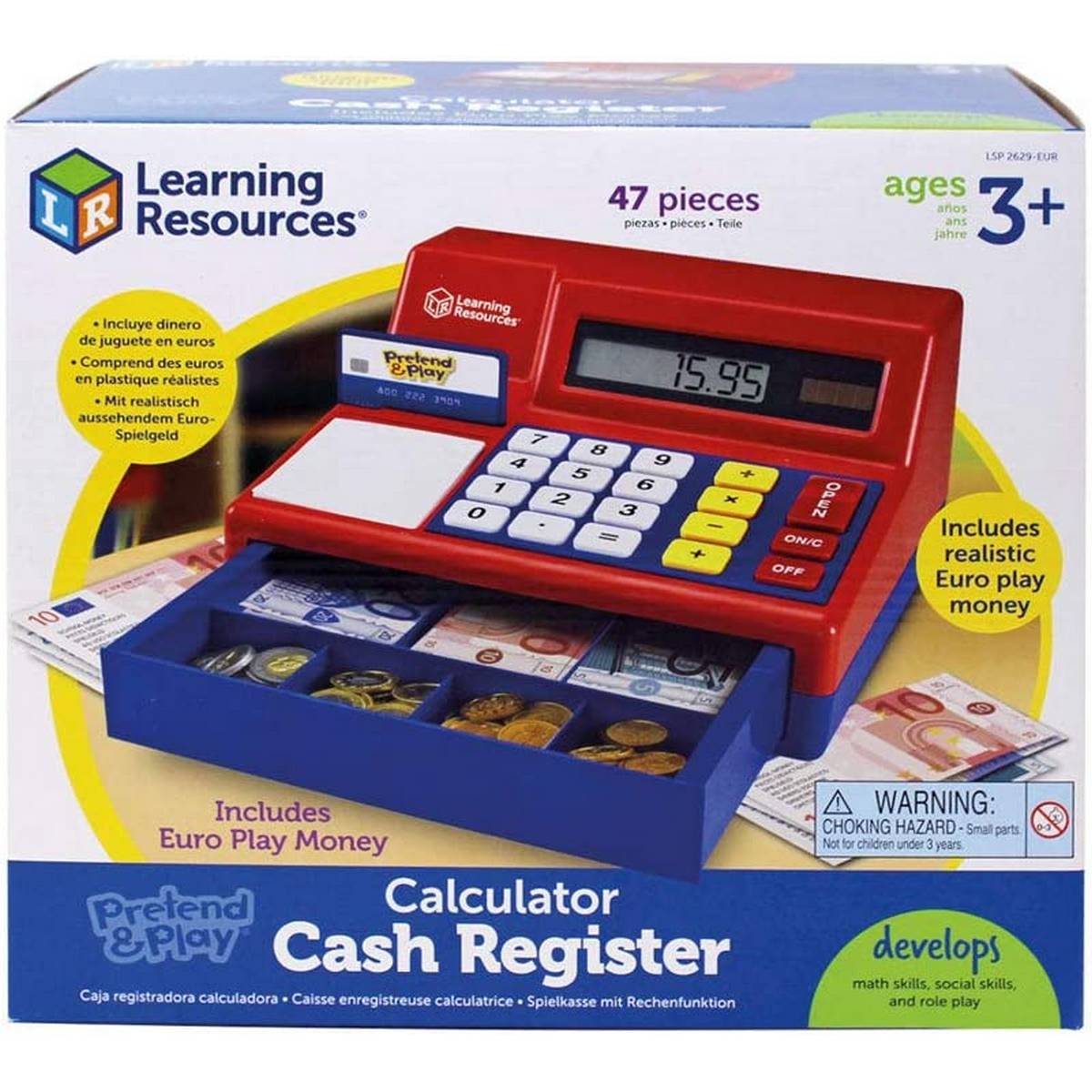 Pretend and Play Calculator Cash Register with Euro Money