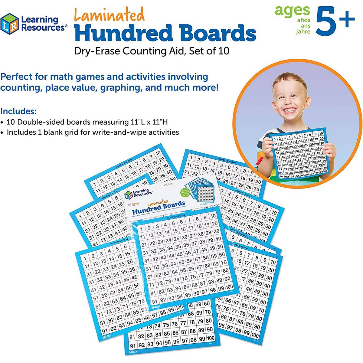 Laminated Hundreds Boards (Set of 10)