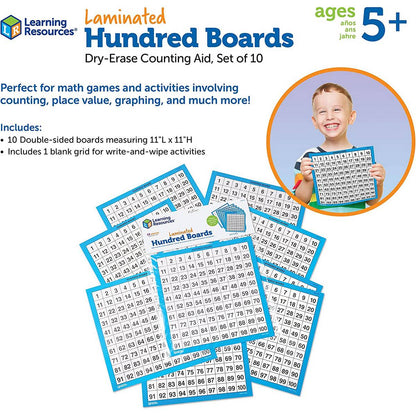 Laminated Hundreds Boards (Set of 10)