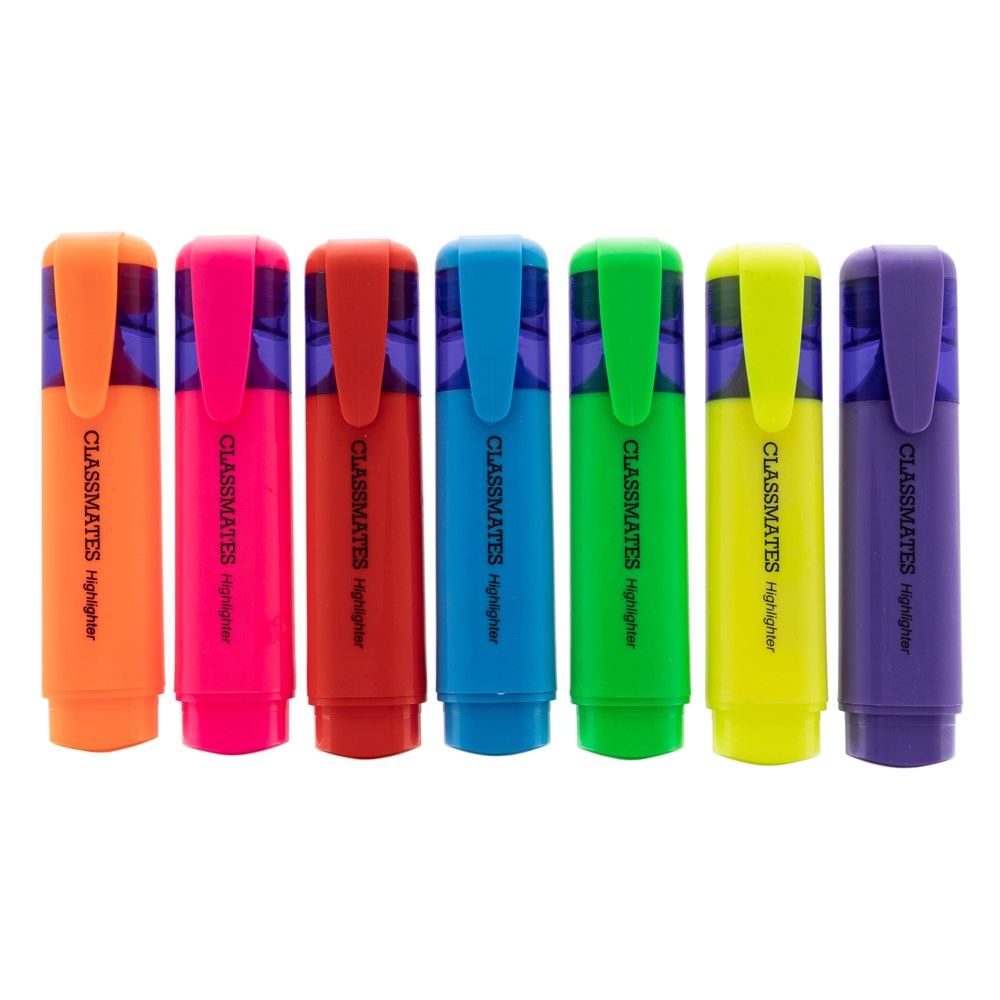 Classmates Highlighters - 7 Assorted Colours - Pack of 48
