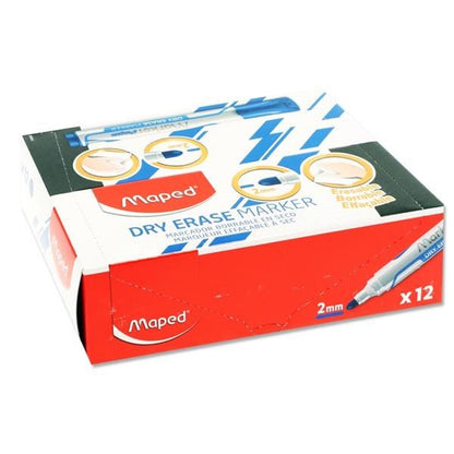 Maped Jumbo Bullet Tip Dry Erase Marker Pack Of 12 - Blue