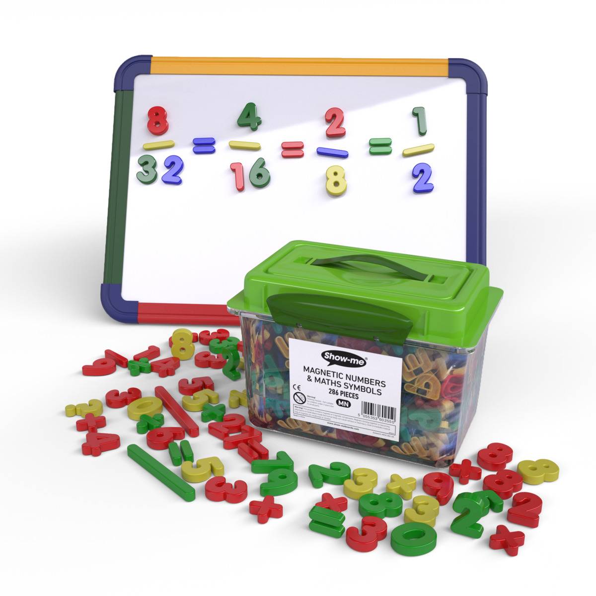 Tub of 286 Magnetic Numbers and Maths Symbols