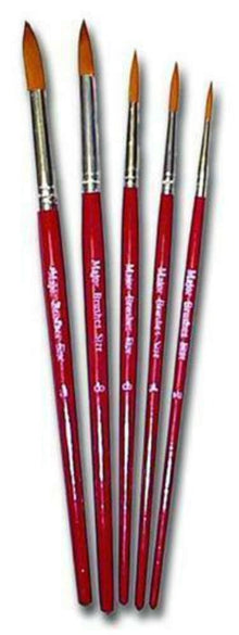 Red Synthetic Round Sable Paint Brushes Size 6 - Pack Of 10