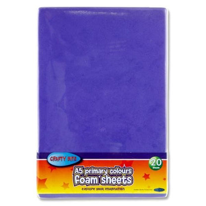 A5 Foam Sheets Primary Colours Pack of 20