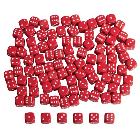 25mm Red Plastic Dice Ã¢â‚¬â€œ Pack of 100