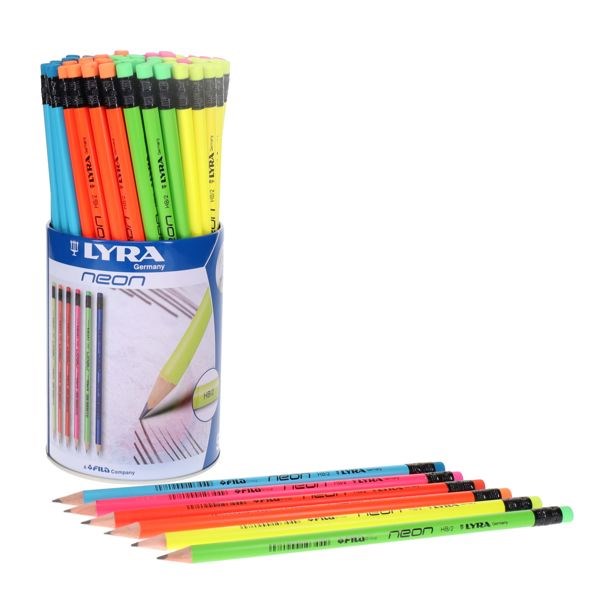 Lyra Neon Hb Rubber Tipped Pencils - Pack Of 96