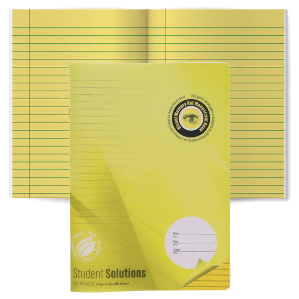 Student Solutions A4 120Pg Durable Cover Visual Memory Aid Manuscript Book - Yellow