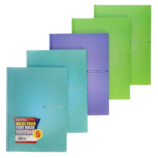 Premier A4 160Pg Hardcover Notebooks Value Pack of 5