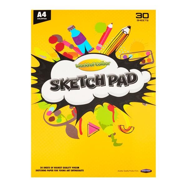 World Of Colour A4 90Gsm Sketch Pad 30 Sheets