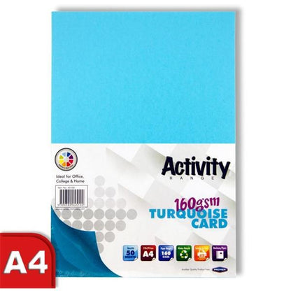 ** A4 Turquoise Card 160gsm (Pack of 50 Sheets)